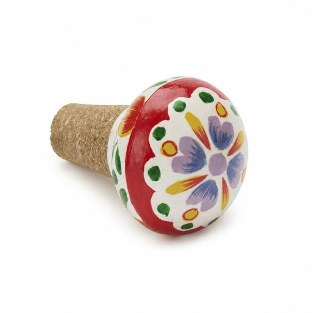 Käsinmaalattu pullonkorkki moniväri ornamentit #1