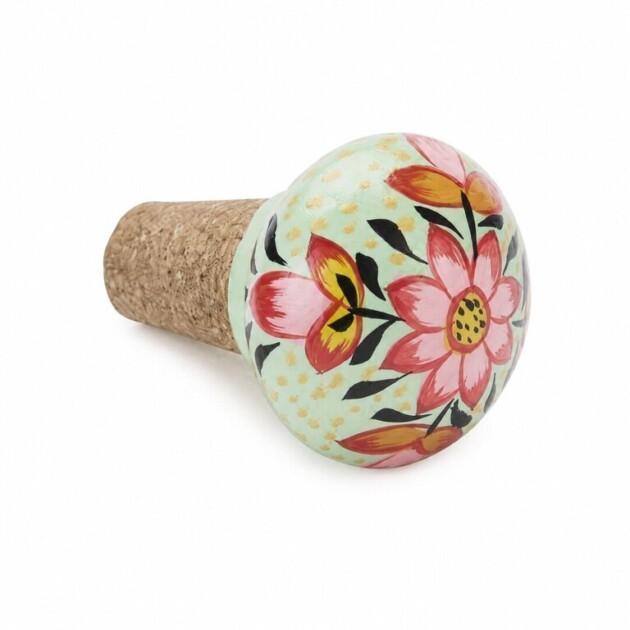 Käsinmaalattu pullonkorkki moniväri ornamentit #2