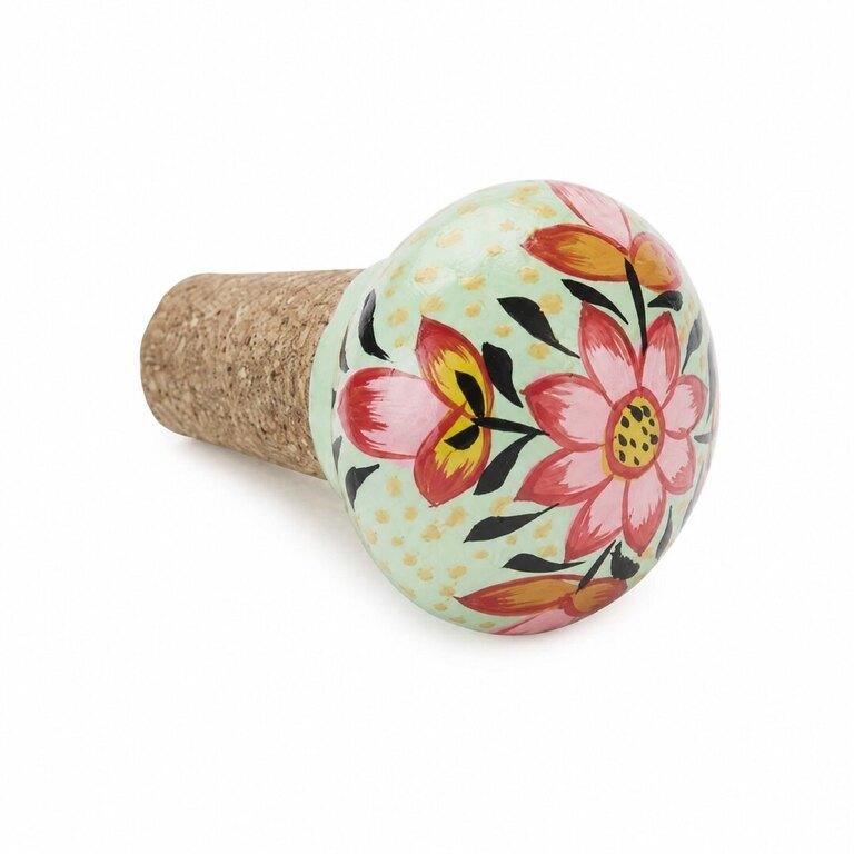 Käsinmaalattu pullonkorkki moniväri ornamentit #2