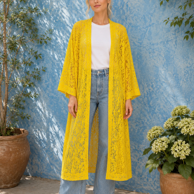 Day Kimono May Yellow Lace