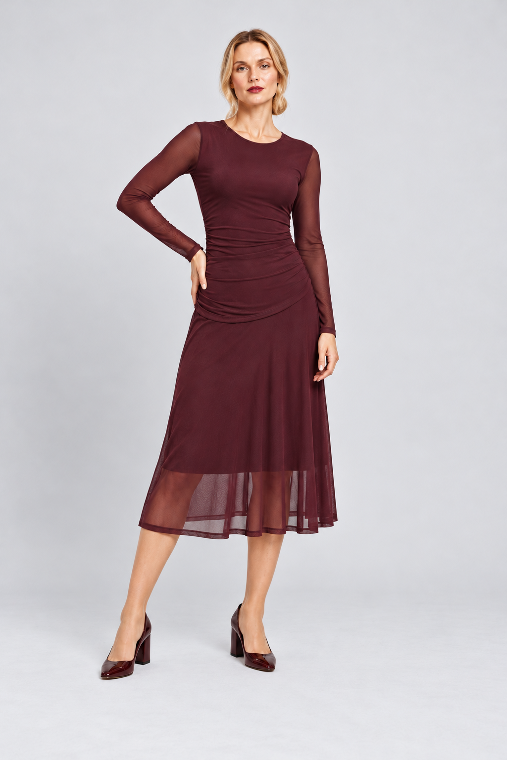 Paola mesh-mekko Fudge